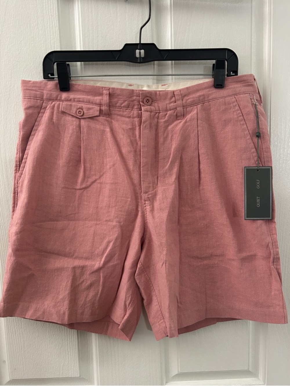 Quiet Golf Peach Trouser Linen Shorts - Size 34